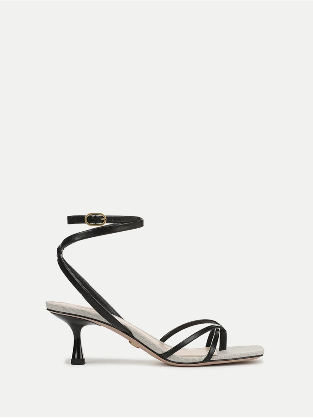 Veronica Bread Caterina Leather Ankle-Wrap Sandals Vero Cuoio Blk Kitten Heels